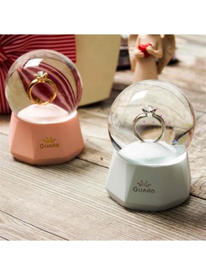 DS LLC Tektaş Yüzük Temalı Işıklı Küçük Boy Kar Küresi Mavi Iegtgrs-34