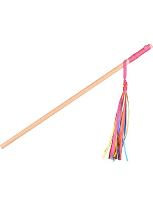 Delixa X-Perk Ahşap Kedi Oynatma Oltası Kedi Olta Kedi Oyuncak Püsküllü