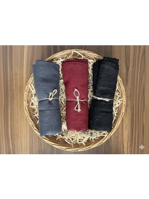 Sevimia Scarf Bambu Kraş Şal 3'lü Set Füme-Bordo-Siyah