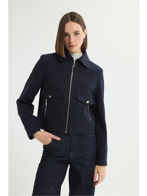 Love My Body Cep Detaylı Önden Fermuarlı Ceket Lacivert 119L9782000
