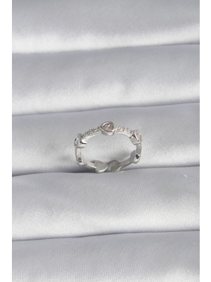 İlk El Grup Pirinç Gümüş Renk Kalp Model Zirkon Taş Detay Kadın Yüzük - TJ-BYK3005 Iegtgrs-34