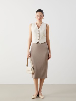 Lc Waikiki Yeni Sezon Beli Lastikli Kadın Triko Etek