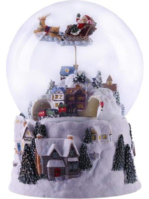 PremiumPort Renkli Işıklı Müzikli Kar Küresi, 120MM, Noel ve Dekorasyon Için