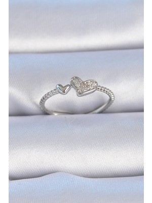 İlk El Grup Pirinç Gümüş Renk Zirkon Taşlı Kalp Model Kadın Yüzük - TJ-BYK3307 Iegtgrs-34