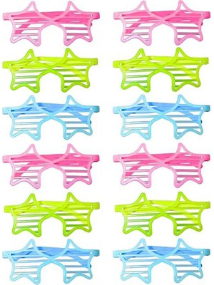 DS LLC Retro Neon Fosforlu Yıldız Panjur Gözlük 12 Adet – 80’ler 90’lar Parti Stili Iegtgrs-34