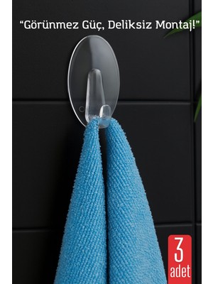 3 Lü Şeffaf Kendinden Yapışkanlı Duvar Askısı – 5.5 x 3.2 cm | Iz Bırakmaz, Güçlü Tutuş 722185