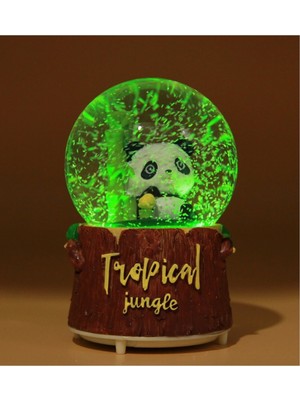 PremiumPort Tropical Panda Işıklı Müzikli Kar Motorlu Büyük Boy Kar Küresi