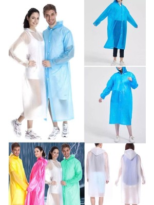 Munico Unisex Yağmurluk Kapüşonlu Gevşek Basit Uzun Kollu Tek Kullanımlık Olmayan Yağmurluk Şeffan Ince Pro