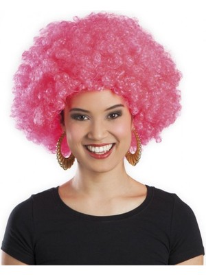 İlk El Grup Pembe Renk Kıvırcık Afro Bonus Peruk Iegtgrs-34