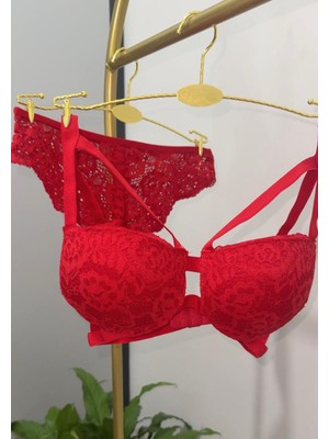 Kadın Kırmızı Dantel Sütyen Külot Takımı – Destekli, Şık ve Feminen Iç Çamaşırı Seti