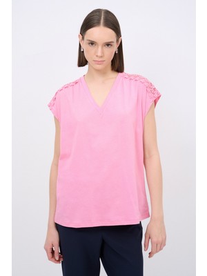 Love My Body V Yaka Tişört Pembe 175L9534000