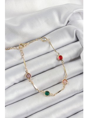 DS LLC Pirinç Asorti Model Gold Renk Zirkon Taşlı Kadın Bileklik - TJ-BB7038 Iegtgrs-34