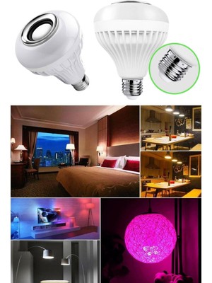 Munico 16 Renkli Bluetooth Hoparlörlü Ampul Speaker Gece Yatak Odası Romantizm Akıllı Kumandalı Loş Işıklı