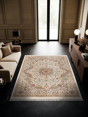 Cotto Home Fesane FN004B Renkli Pamuk Taban Etnik Desen Salon Oturma Odası Halısı