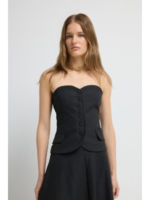 Adl Straplez Bluz Antrasit 11545763000