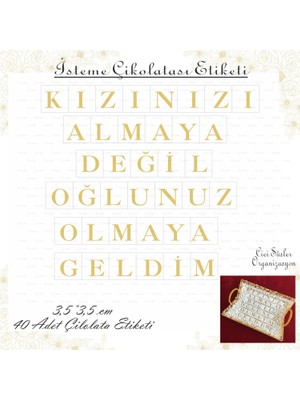 Hsn Kızınızı Almaya Değil Oğlunuz Olmaya Geldim Isteme Etiketi Harf Etiketi Gold Renk Tabaka Şeklinde