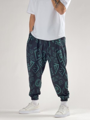 Cocopelli Spiral Desenli Yeşil Erkek Jogger Pantolon COC2791