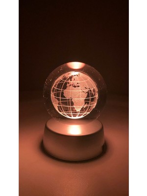 PremiumPort 3D Dünya Temalı Işıklı Cam Küre, Dekoratif ve Havalı Hediye