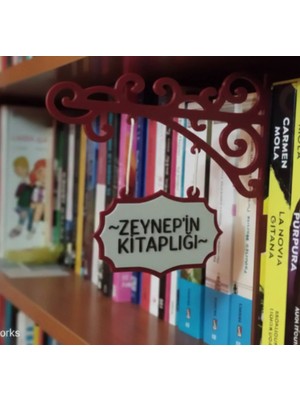 Scaleworks Kişiye Özel Kitap Kurdu Hediyesi - Isimli Dekoratif Kitaplık Tabelası - Book Nook