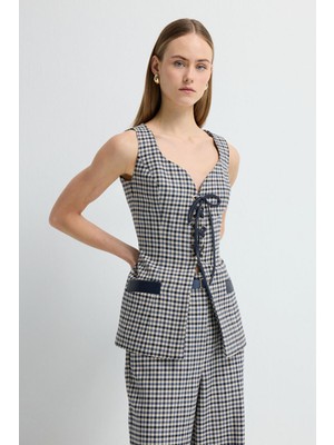 Adl Deri Detaylı Yelek Lacivert 17945706002