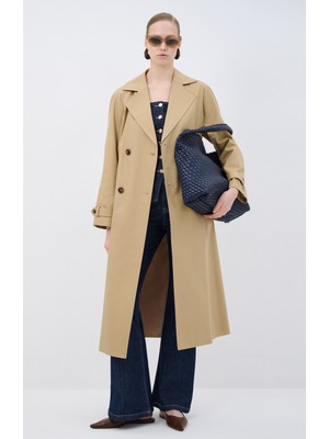 Adl Kemer Detaylı Uzun Trençkot Camel 17844670000