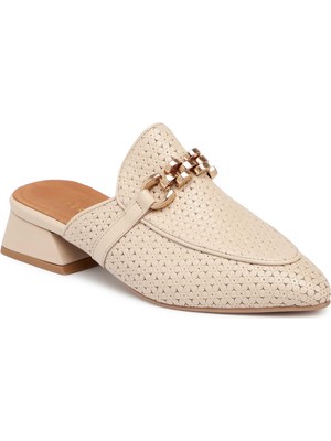 Tergan Krem Hakiki Deri Kadın Terlik - K25Y1TR67840-A68