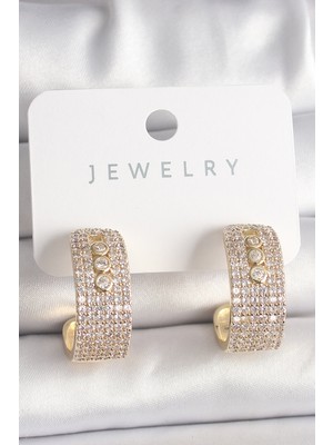 İlk El Grup Pirinç Gold Renk Zirkon Taşlı Halka Messika Model Kadın Küpe - TJ-BKP10017 Iegtgrs-34