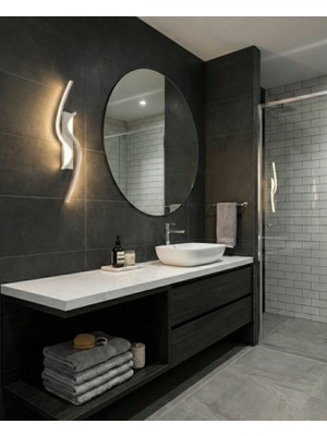 Acrolite Modern Ledli Duvar Aplik (Oturma Odası, Yatak Odası, Yemek Odası, Banyo, Kafe) H:60CM Beyaz 4000K