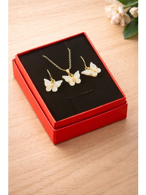 İlkyaz Fashion Kelebek Polyester Kutulu Kolye Set