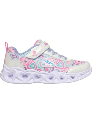 Skechers Heart Lights Büyük Kız Çocuk Beyaz Işıklı Spor Ayakkabı 303257L Wmlt