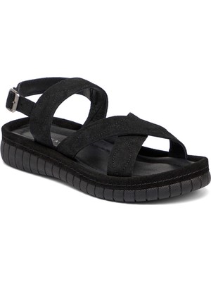 Tergan Siyah Hakiki Süet Deri Kadın Sandalet - K25Y1SN67844-A01