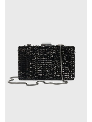 Adl Pullu Kumaş Kaplı Kutu Çanta Siyah 12146680000