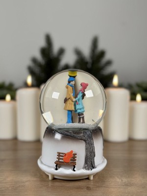 PremiumPort Kış Masalı Sokak Lambası Sevgili Mega Boy Kar Motorlu Işıklı Müzikli Küre