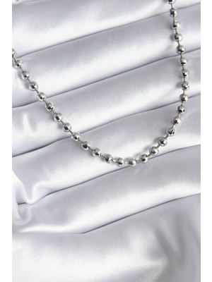 İlk El Grup Pirinç Gümüş Renk Topçuk Detay Kadın Kolye - TJ-BKO8238 Iegtgrs-34