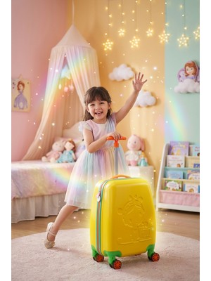 Wexta Disney Sarı Kız Çocuk Valizi 410 Eğlenceli Tasarım 50x34x25 cm 2100 gr
