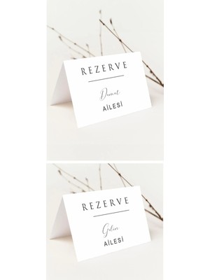 Hsn Gelin, Damat Ailesi Masa Rezerve Kartı 4 Adet 10X14 cm