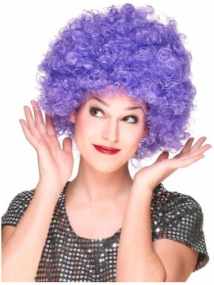 İlk El Grup Mor Renk Kıvırcık Afro Bonus Peruk Parti Peruğu Iegtgrs-34