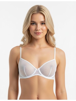 Bonbon Kadın Tül Transparan Balenli Sütyen ve Transparan String Külot 2'li Takım BB2276