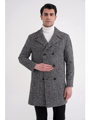 Efor Plt 089 Siyah Palto Erkek Uzun Kol Yün Malzemeden Orta Kalınlıkta Konforlu Tasarım