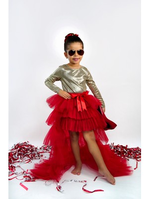 Duca Masal Kuyruğu Fırfır Etekli 3 Parça Parıltılı Özel Gün Seti