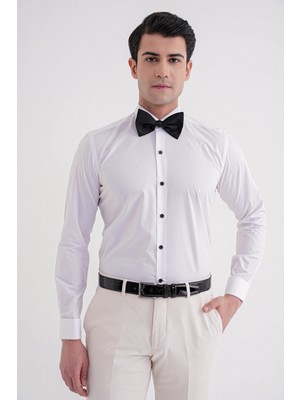 Efor Gk 322 Slim Fit Beyaz Klasik Gömlek