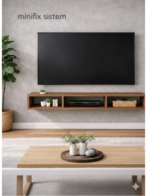 Mobilyacın Dekoratif Raflı Duvar Tv Ünitesi  Üç Bölmeli Barok