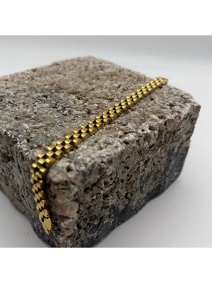 Mare Accessories Düz Gold Panzer Zincir Bileklik