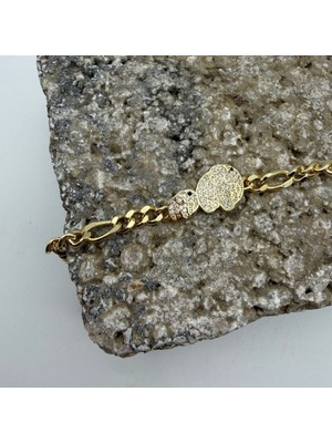 Mare Accessories Taş Detaylı Anne–yavru Fil Gold Zincir Bileklik