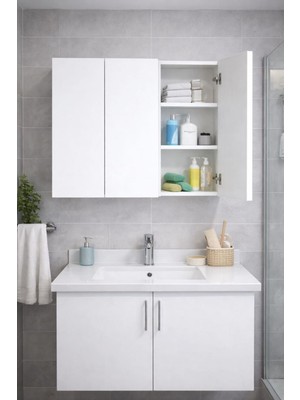 Mobilyacın Üç Kapaklı I Banyo Dolabı