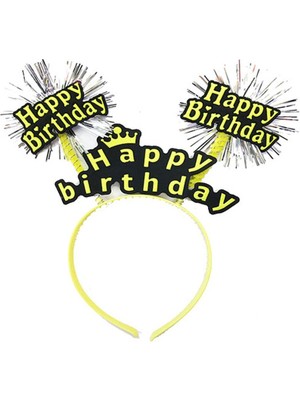 İlk El Grup Happy Birthday Püsküllü Neon Sarı Renk Doğum Günü Tacı 22X19 cm Iegtgrs-34