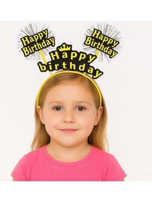 NessiWorld Sarı Renk Işıltılı Yazılı Doğum Günü Parti Tacı
