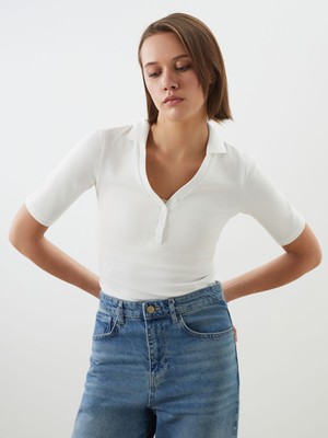 Lc Waikiki Yeni Sezon Polo Yaka Dokulu Kadın Body