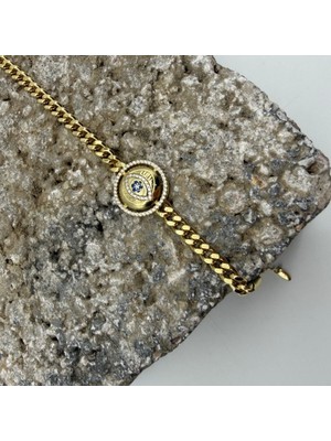 Mare Accessories Nazar Boncuğu Detaylı Gold Zincir Bileklik