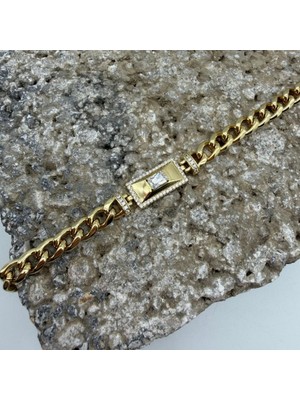 Mare Accessories Çiçek Motifli Işıltılı Gold Bileklik